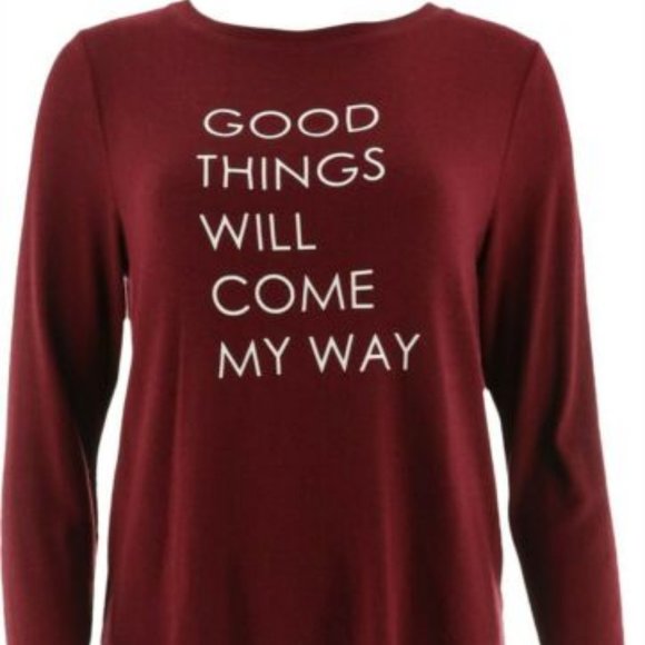 NWT PEACE LOVE WORLD GOOD THINGS SHIRT XXS MERLOT - Picture 1 of 9